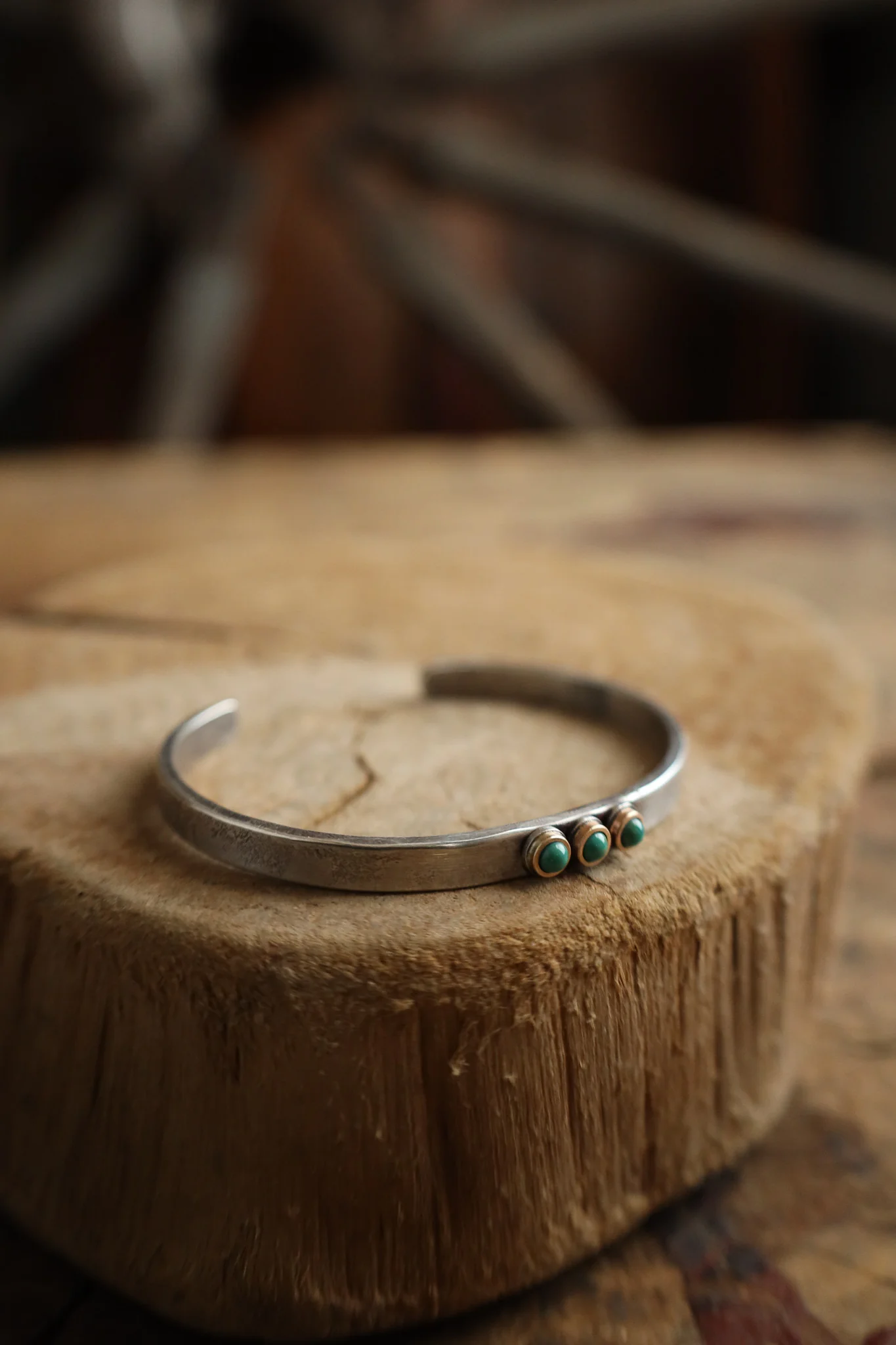 Peyote Bird Denis Hogan Green Turquoise Triad Cuff - Image 3