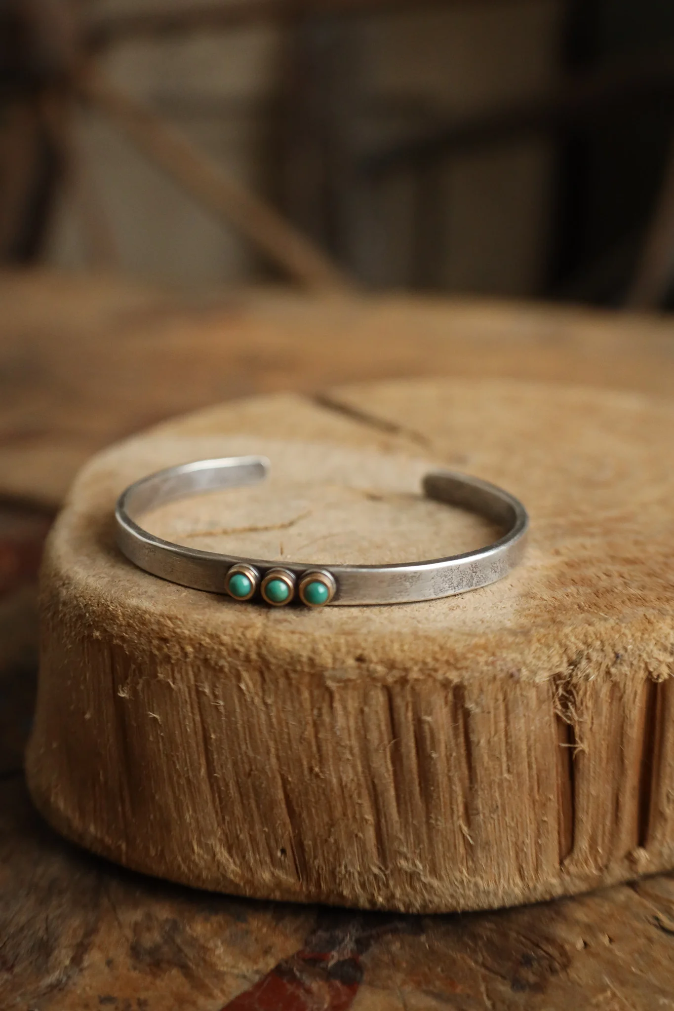 Peyote Bird Denis Hogan Green Turquoise Triad Cuff - Image 4