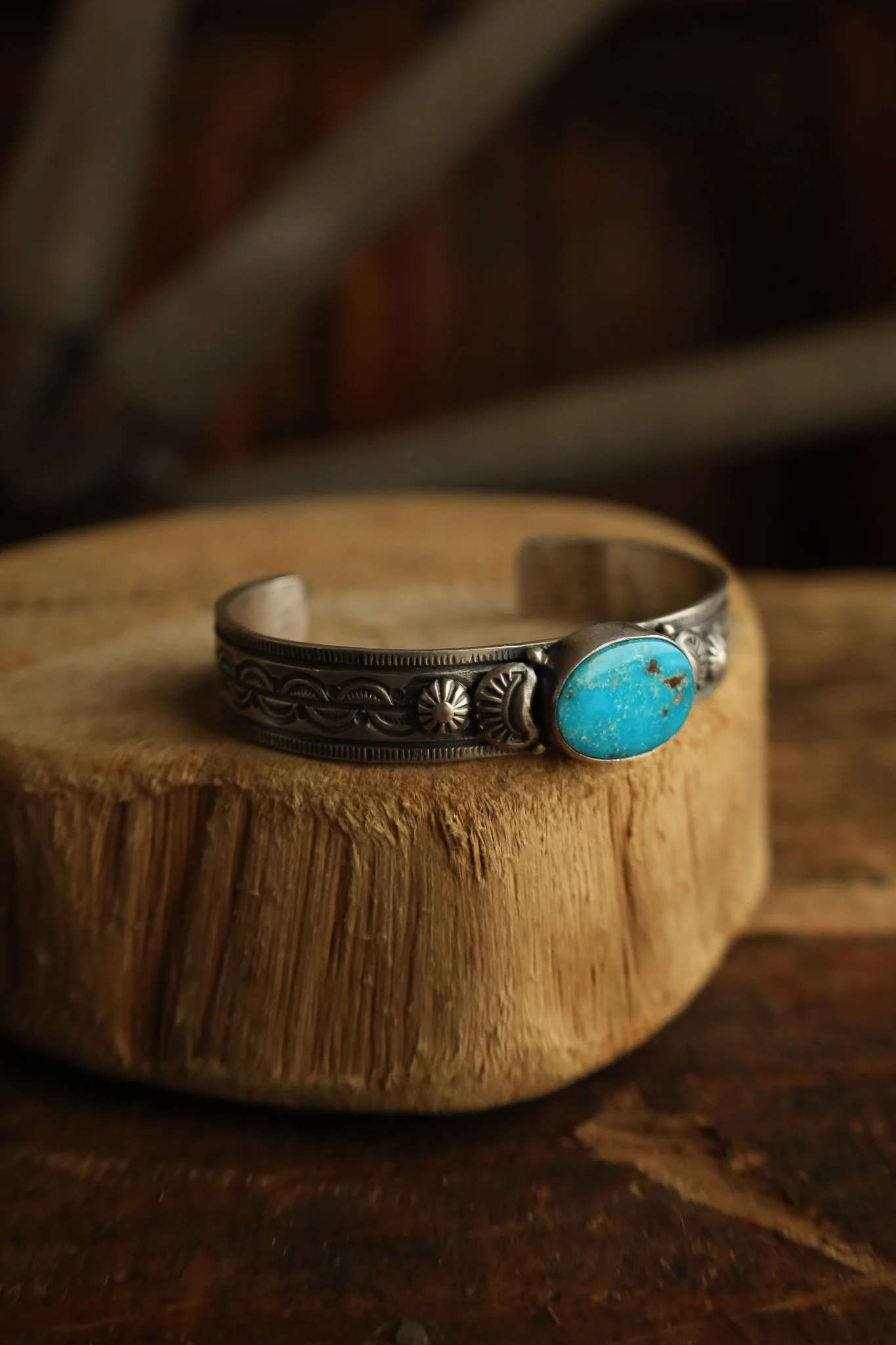 Blue Turquoise Fancy Band Cuff - Image 2