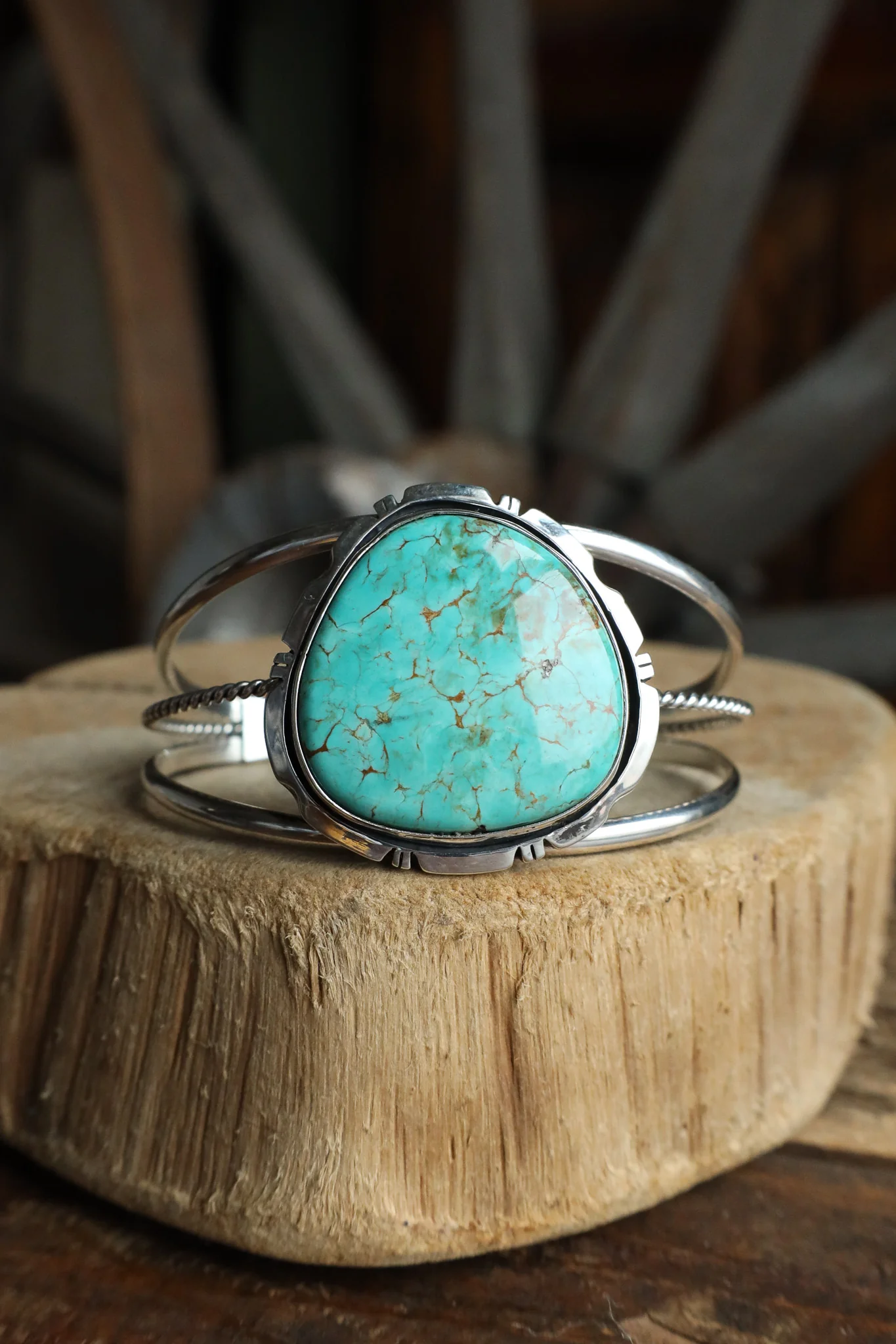 Large Tyrone Turquoise Open Band Cuff