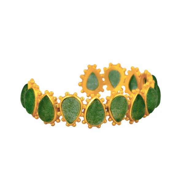 CHRISTINA GREENE STARBURST CUFF - GREEN STRAWBERRY QUARTZ - Image 3