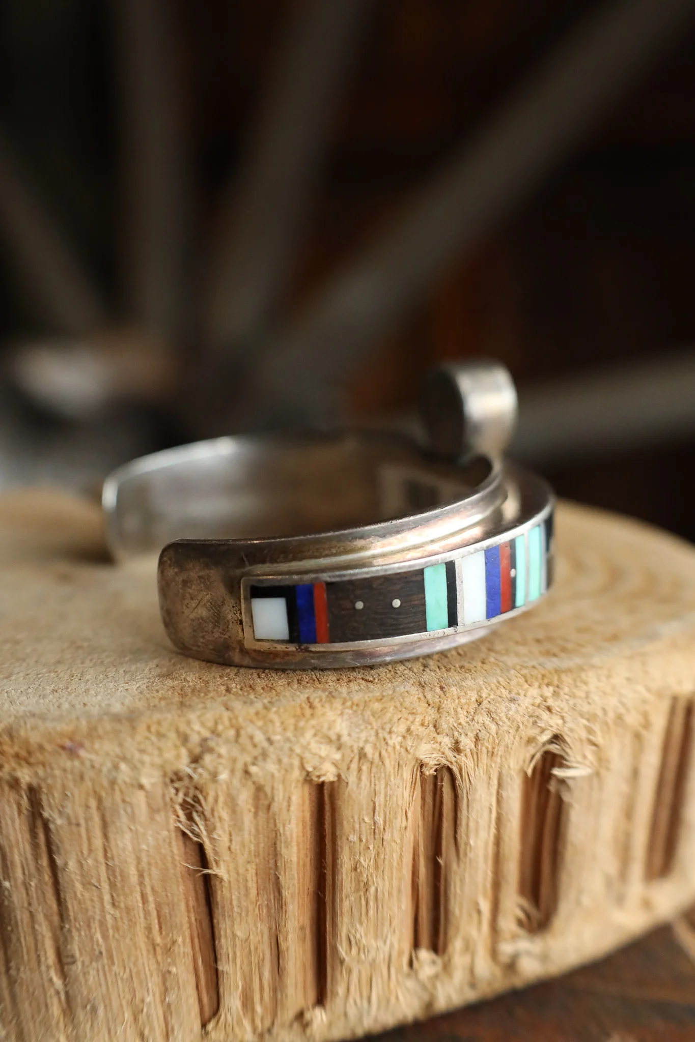 Vintage Multi Stone Inlay Cuff - Image 5