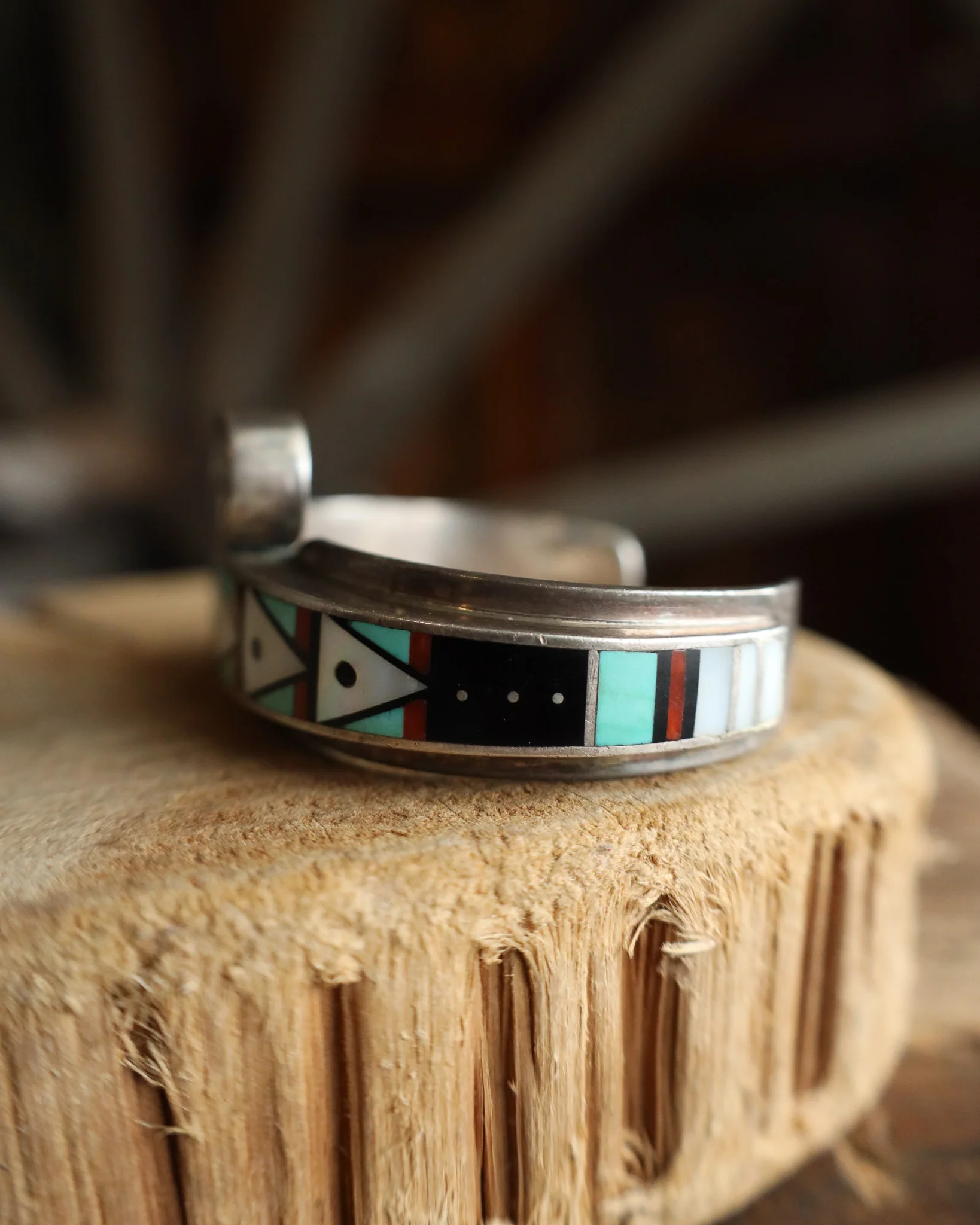 Vintage Multi Stone Inlay Cuff - Image 6