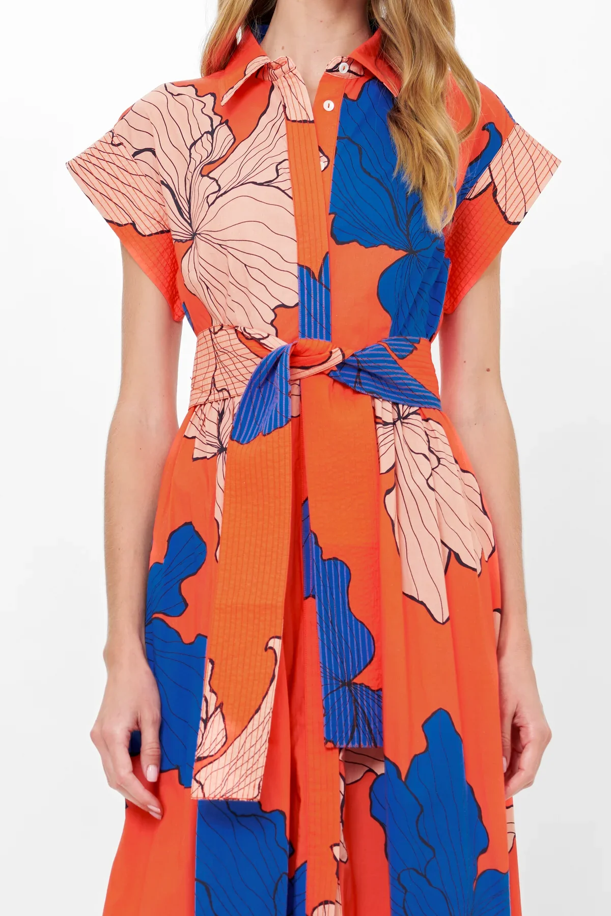OLIPHANT Belted Shirt Dress- Bora Bora Red - Image 4
