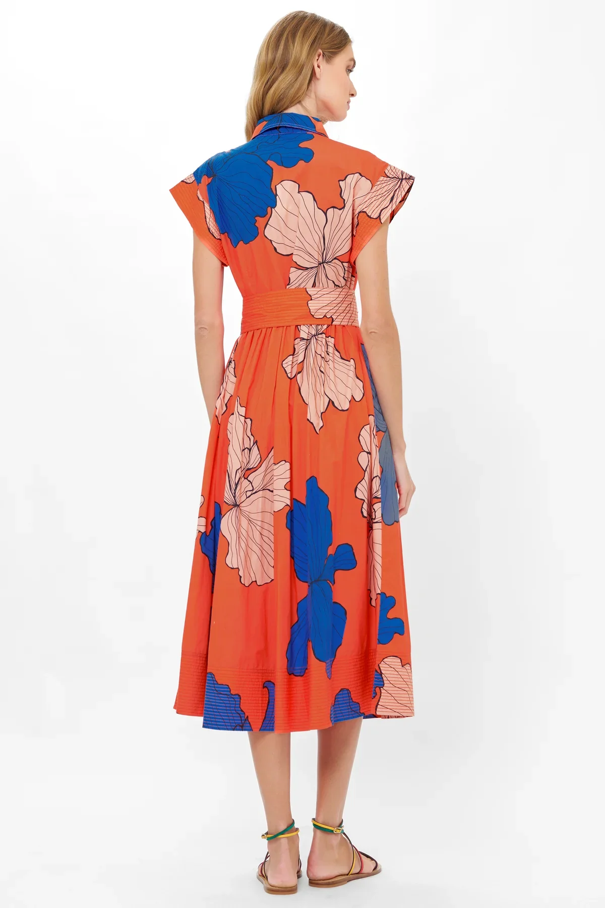 OLIPHANT Belted Shirt Dress- Bora Bora Red - Image 6