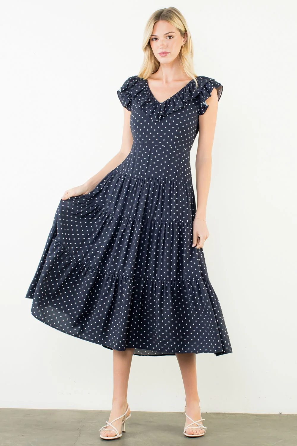 THML Flutter Sleeve Polka Dot Dress