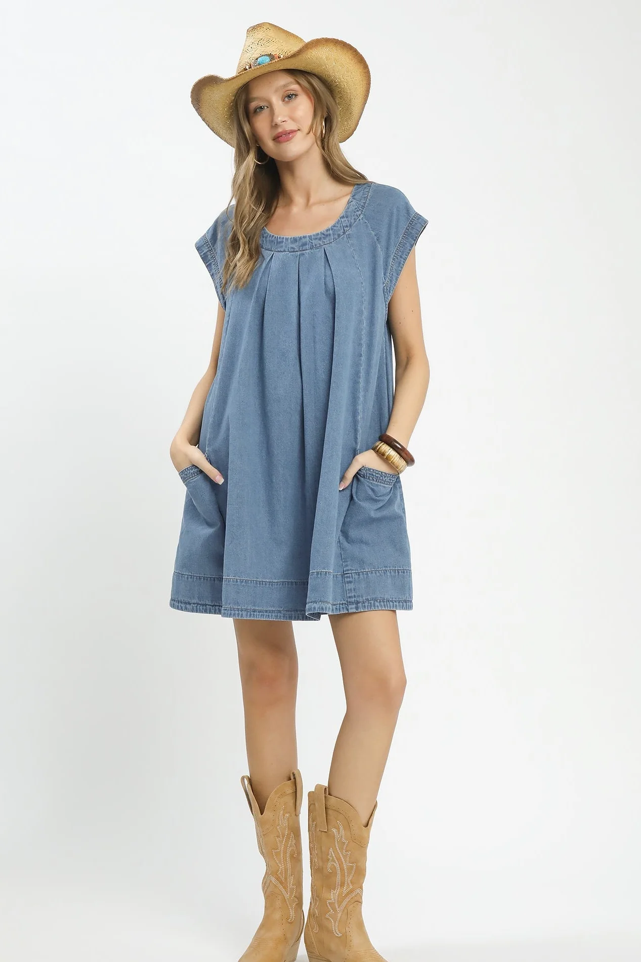 Umgee Stone Washed Denim Mini Dress - Image 4