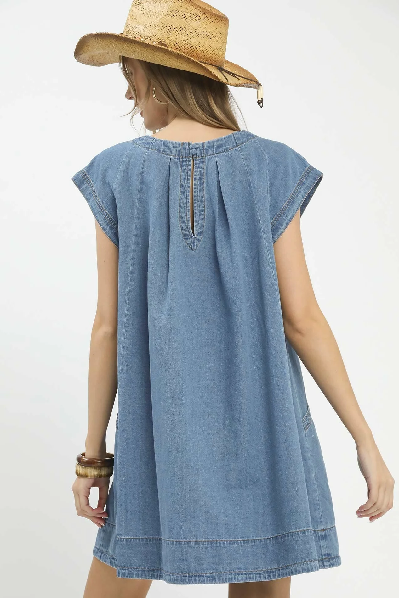 Umgee Stone Washed Denim Mini Dress - Image 6