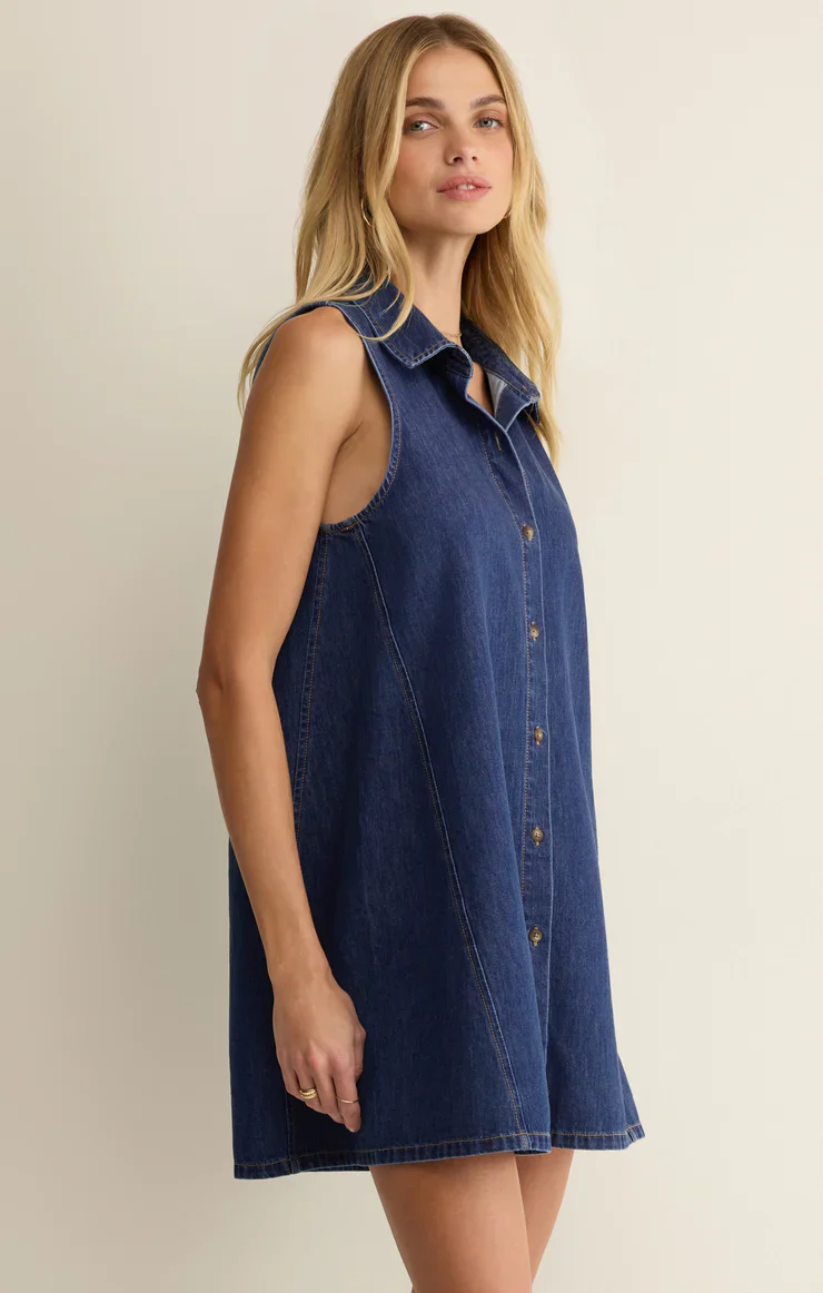 Z Supply New Light Denim Mini Dress - Image 3