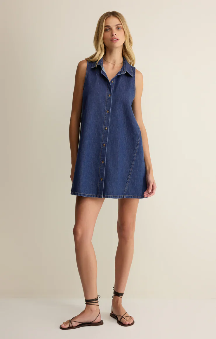 Z Supply New Light Denim Mini Dress - Image 4
