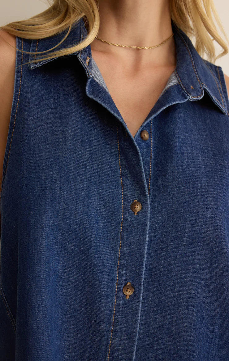 Z Supply New Light Denim Mini Dress - Image 6