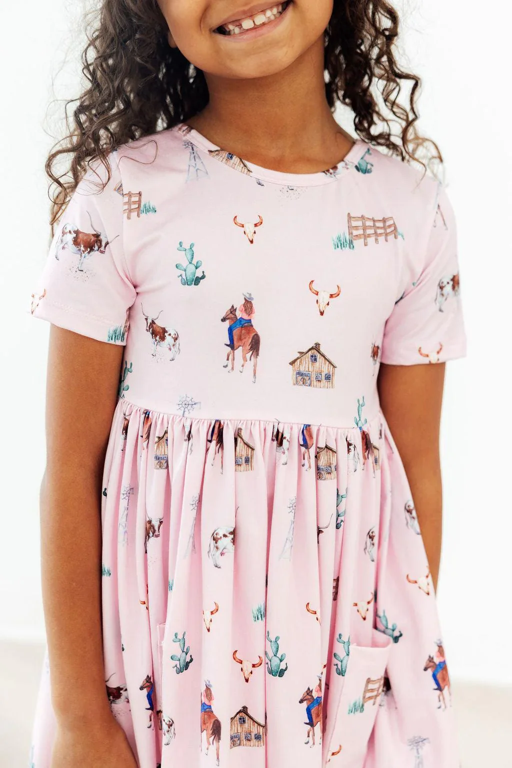Mila & Pink Pink Ranch Hand S/S Pocket Twirl Dress - Image 2