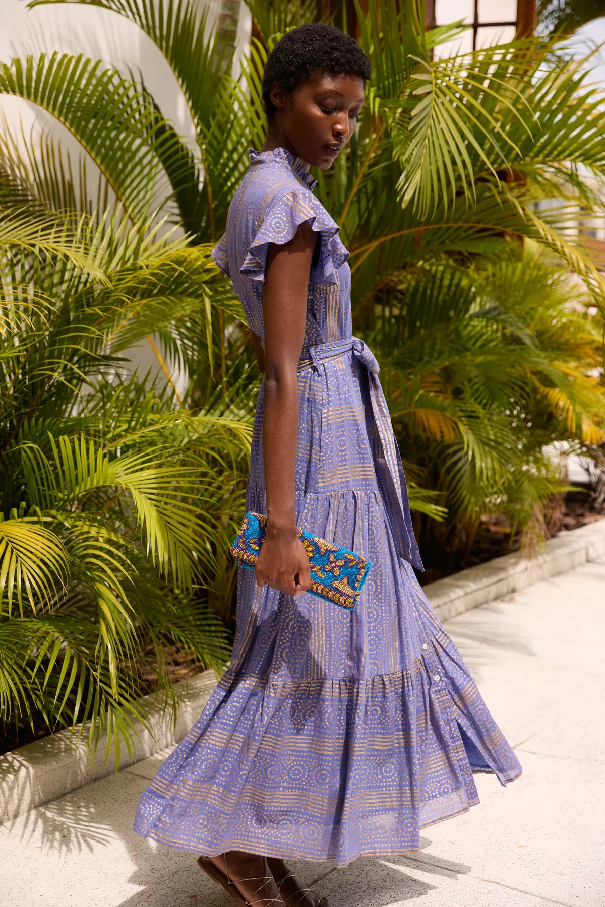 OLIPHANTDESIGN Ruffle Collar Button Maxi- Helene Blue - Image 2