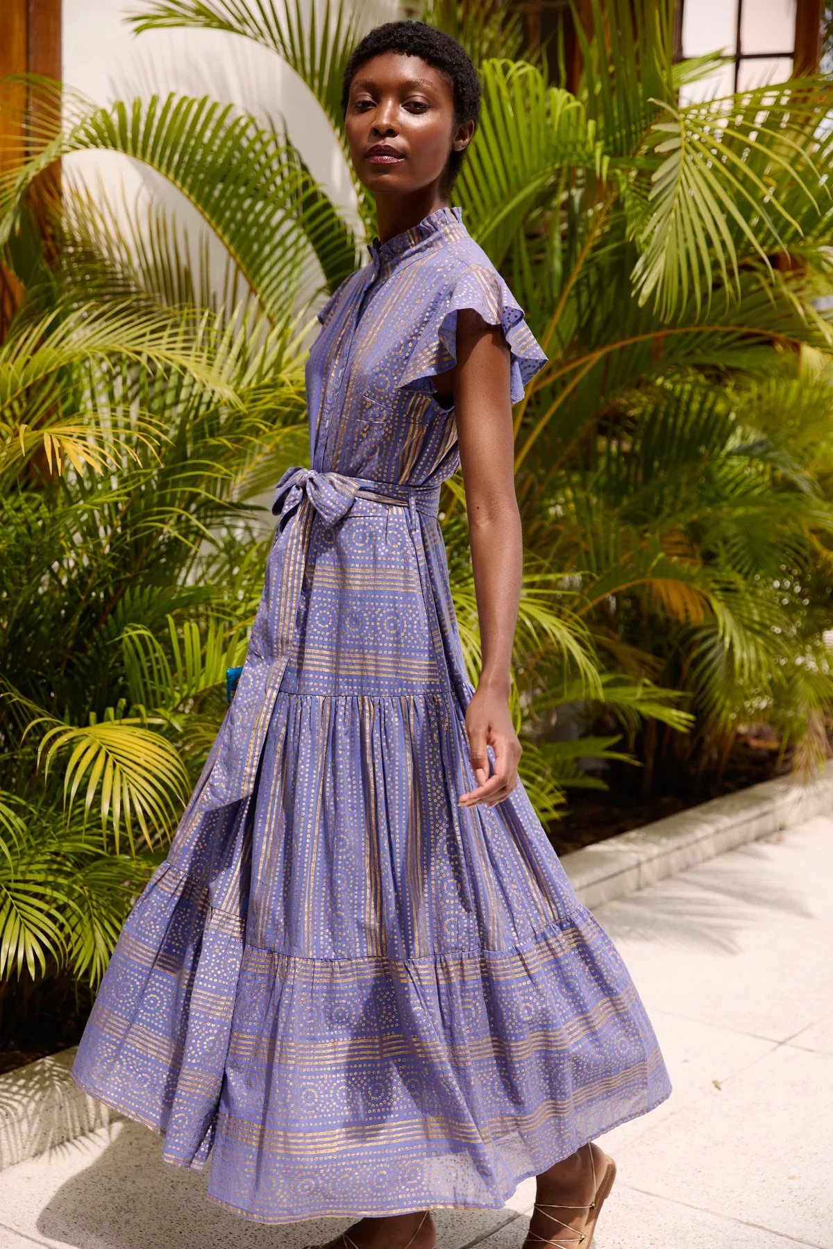 OLIPHANTDESIGN Ruffle Collar Button Maxi- Helene Blue - Image 3