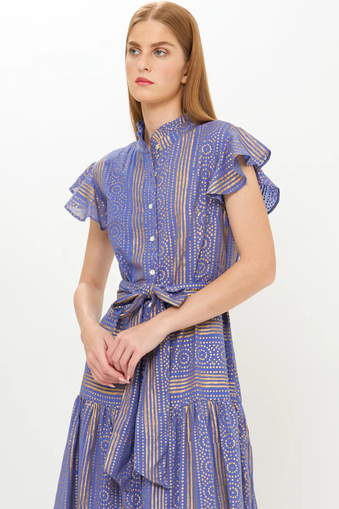 OLIPHANTDESIGN Ruffle Collar Button Maxi- Helene Blue - Image 4