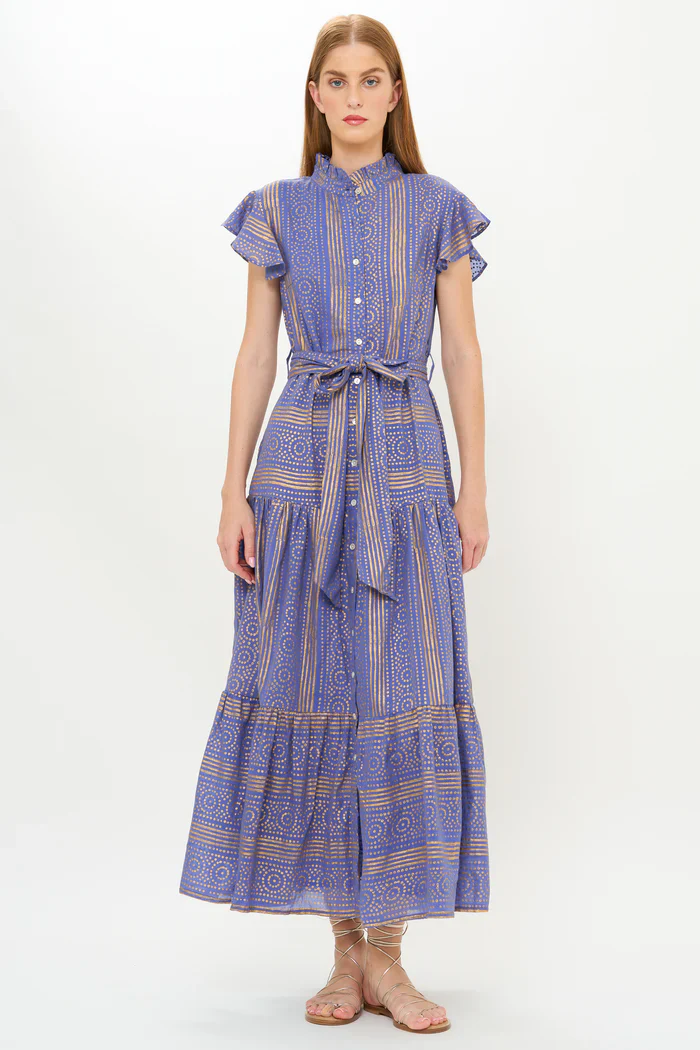 OLIPHANTDESIGN Ruffle Collar Button Maxi- Helene Blue - Image 5