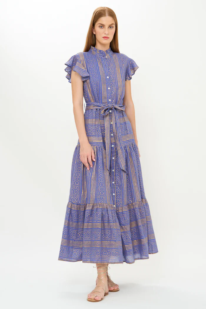OLIPHANTDESIGN Ruffle Collar Button Maxi- Helene Blue - Image 6