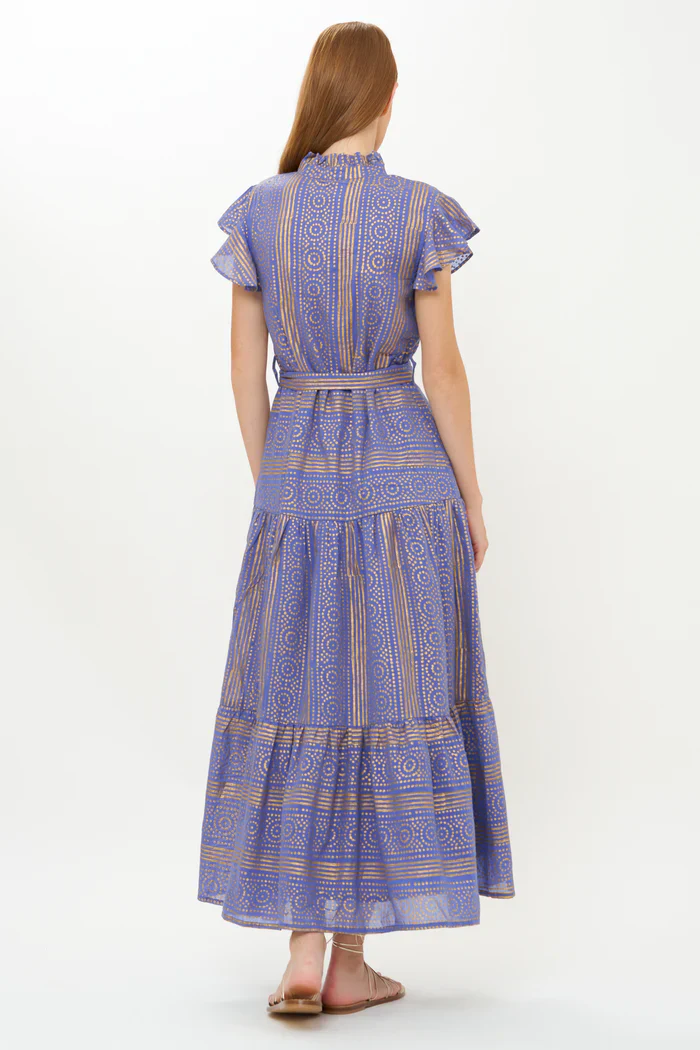 OLIPHANTDESIGN Ruffle Collar Button Maxi- Helene Blue - Image 7