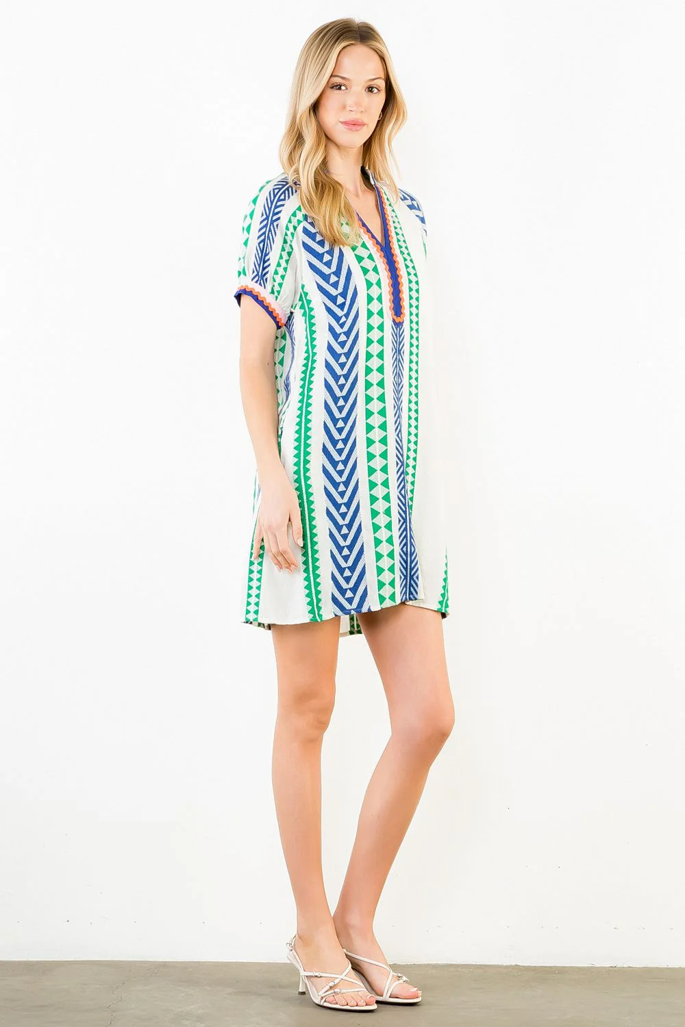 THML Short Sleeve Geo Stripe Dress - Image 2