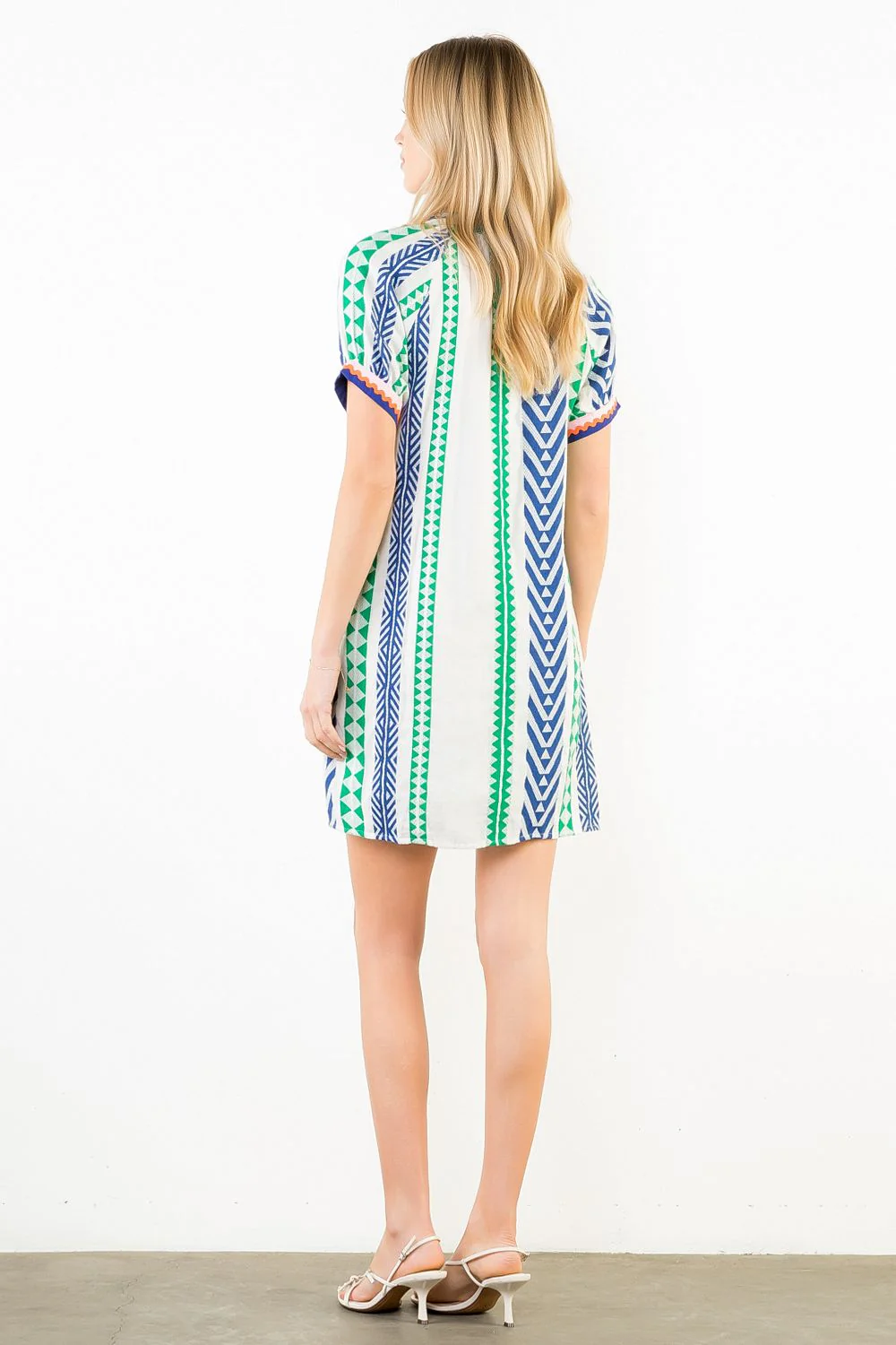 THML Short Sleeve Geo Stripe Dress - Image 5