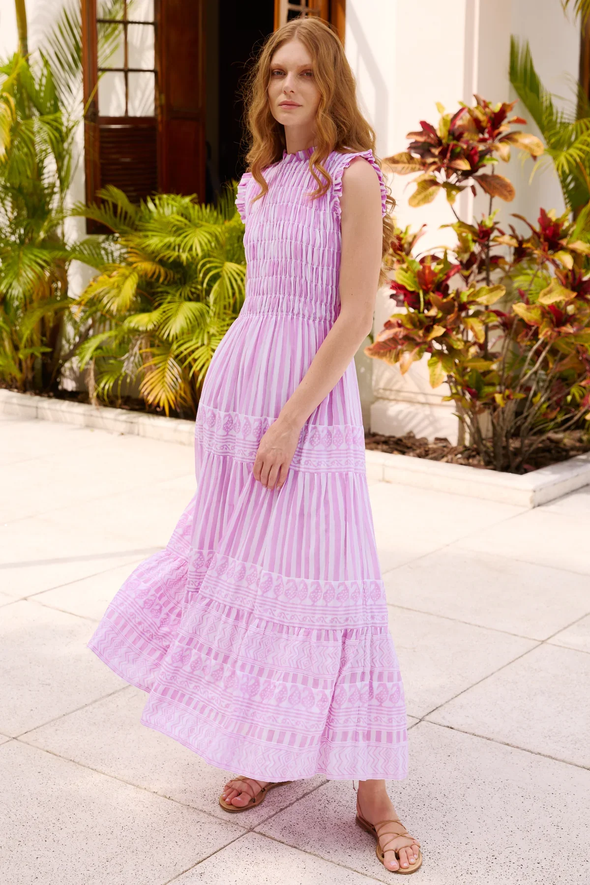 OLIPHANTDESIGN Sleeveless Smocked Maxi- Santorini Lilac