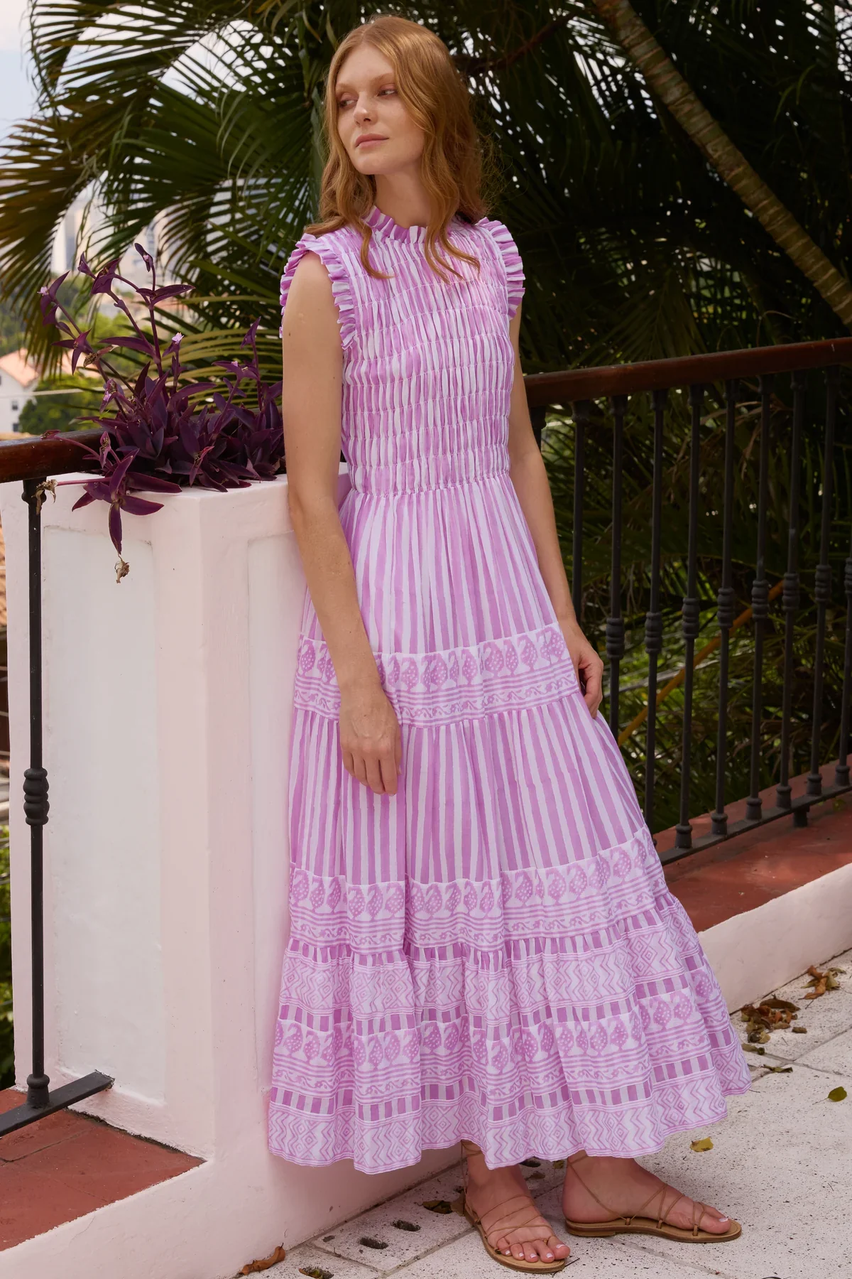 OLIPHANTDESIGN Sleeveless Smocked Maxi- Santorini Lilac - Image 3