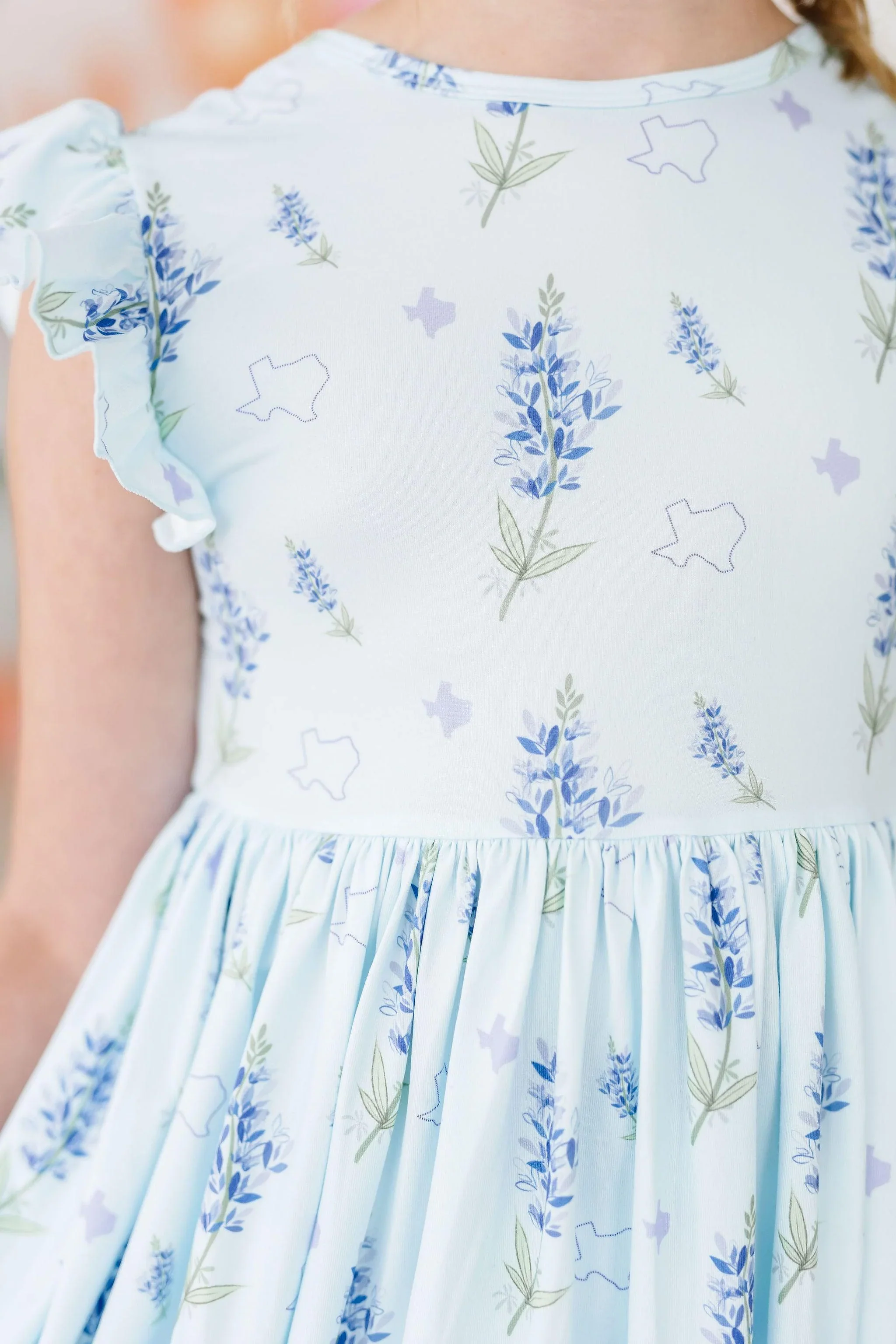Mila & Rose Texas Bluebonnets Flutter Sleeve Twirl Dress - Image 2
