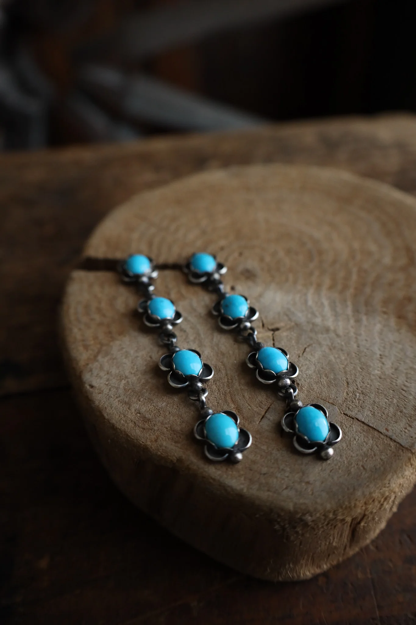 4 Turquoise Black Frames Drop Post Earrings - Image 5
