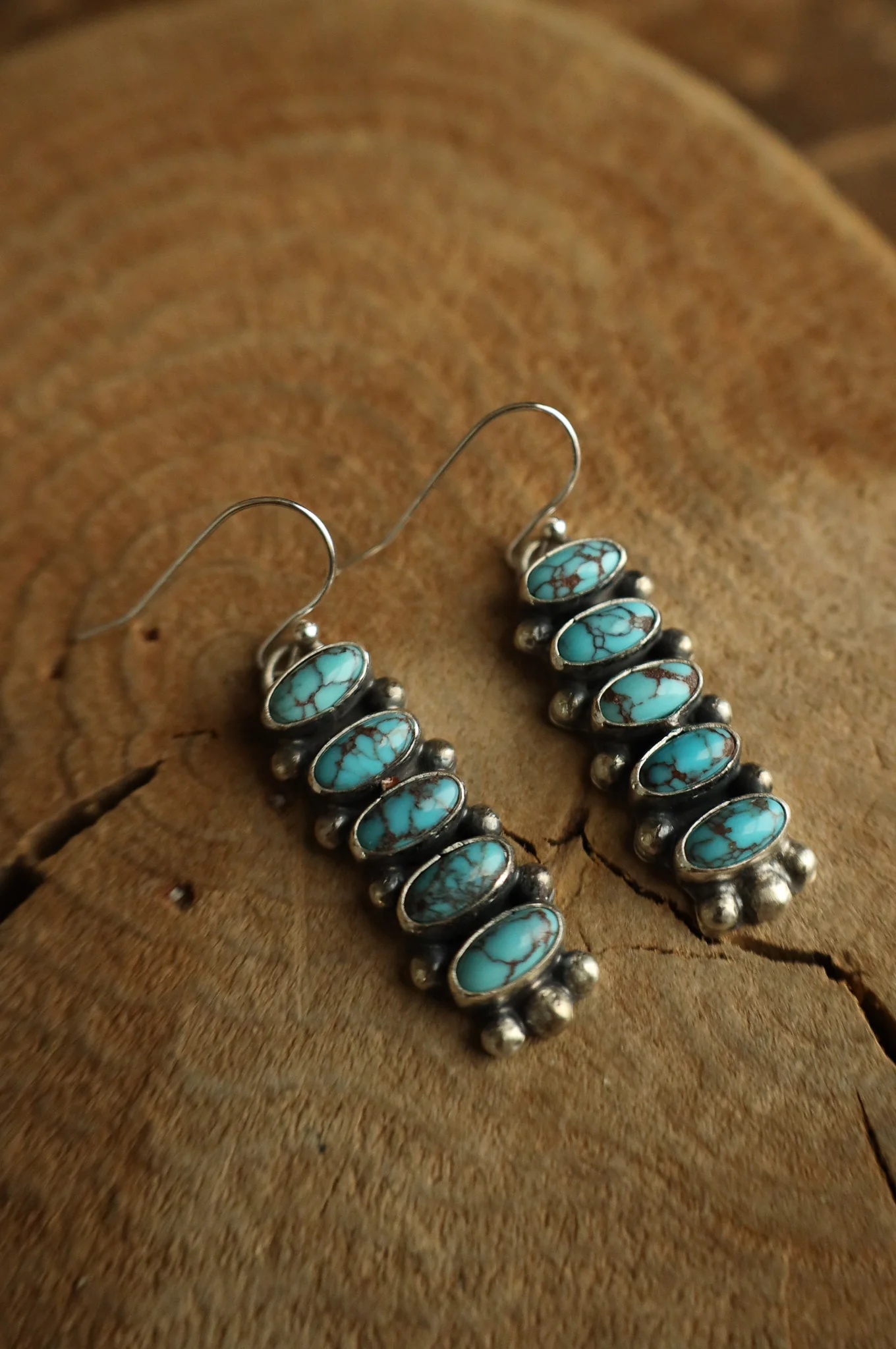 5 Turquoise Ovals Stack Hook Earring - Image 2