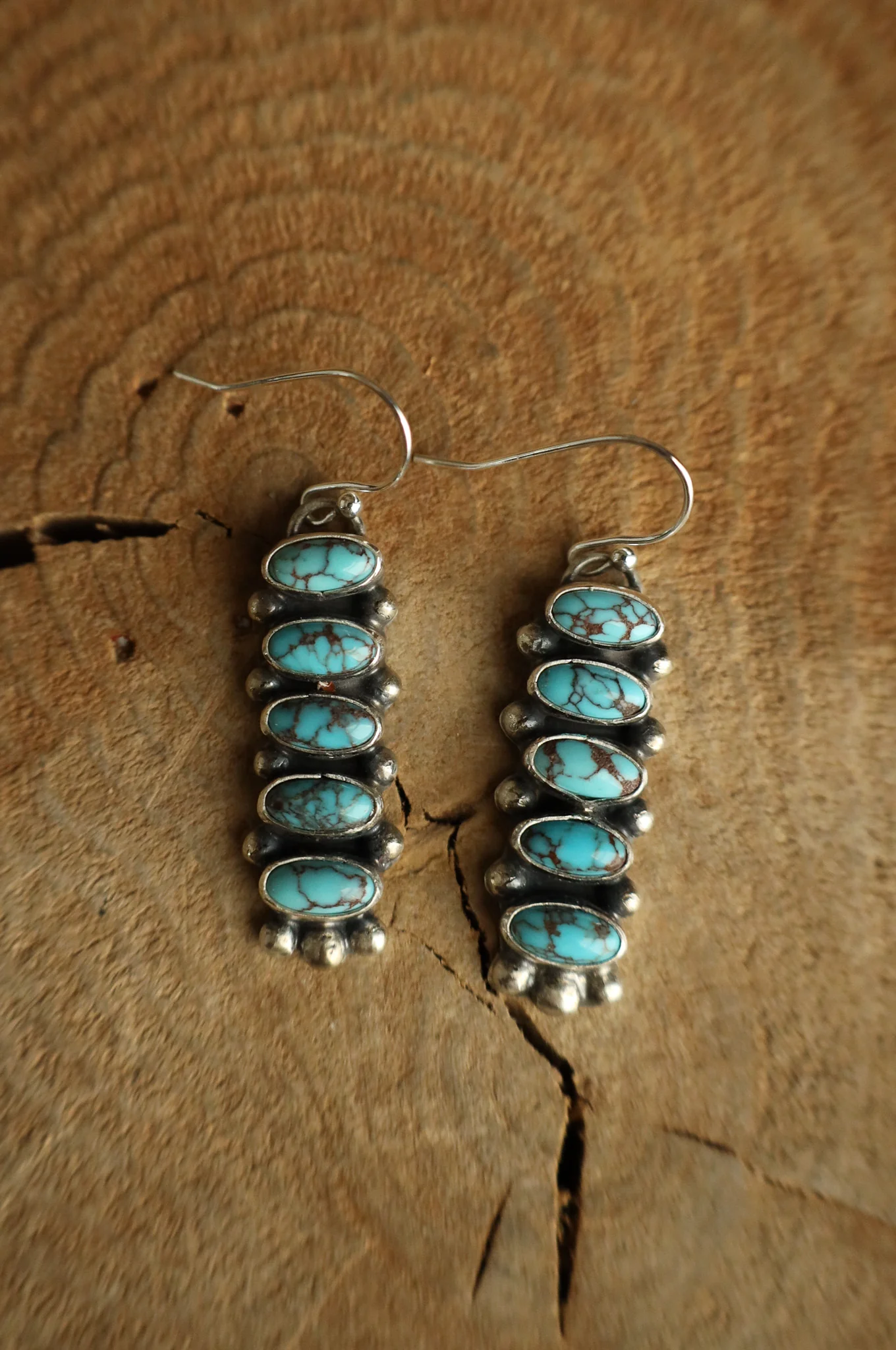 5 Turquoise Ovals Stack Hook Earring - Image 3