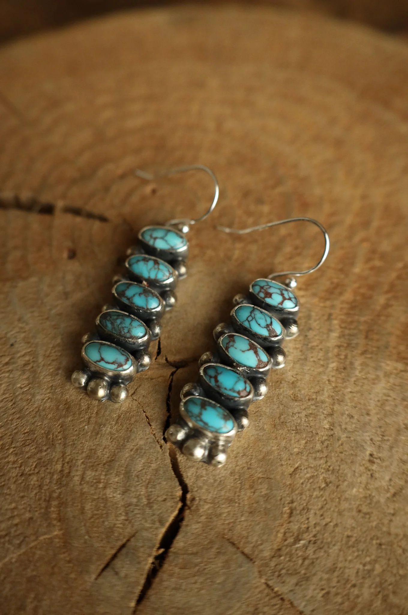 5 Turquoise Ovals Stack Hook Earring - Image 4