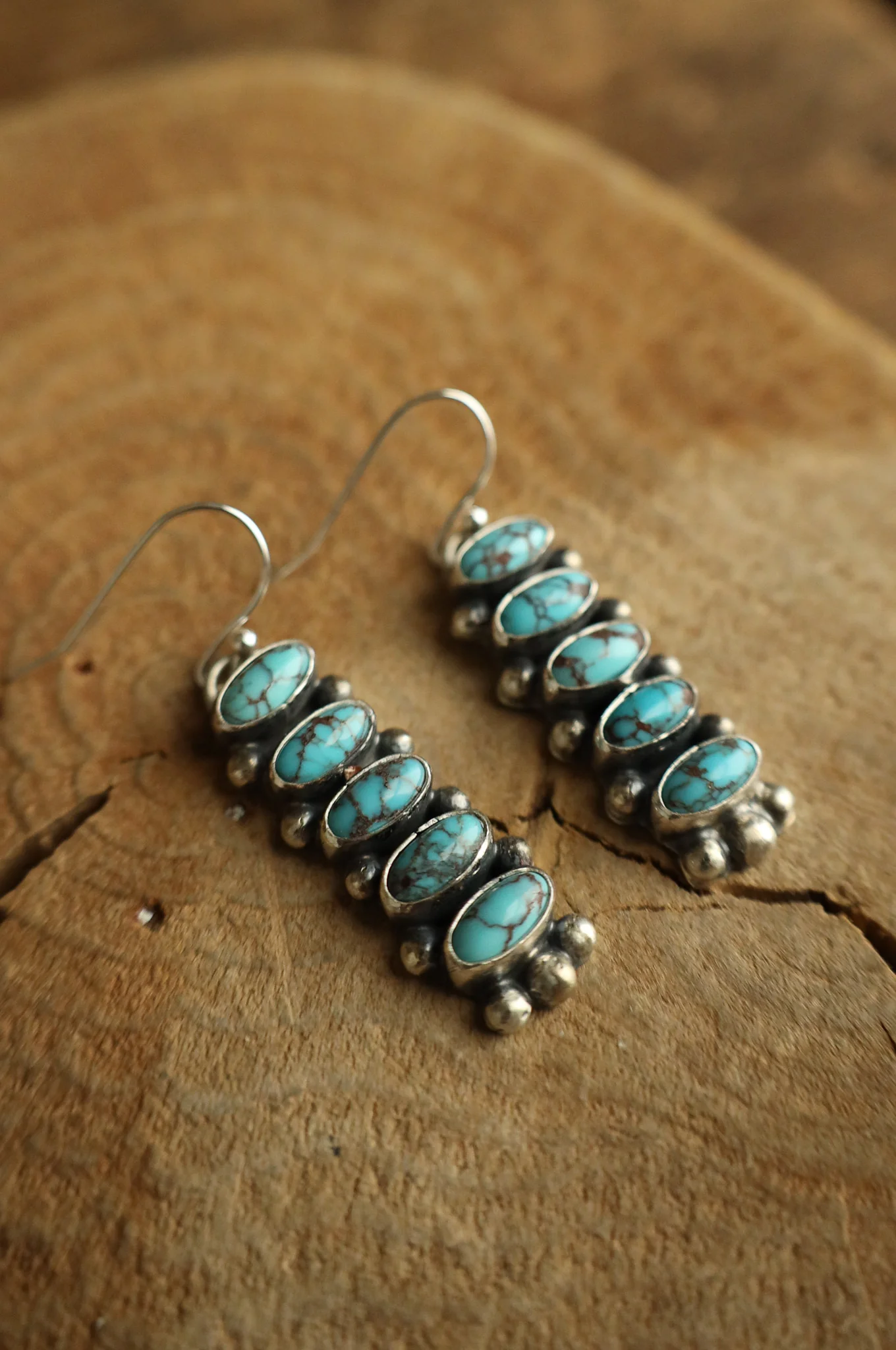 5 Turquoise Ovals Stack Hook Earring - Image 5