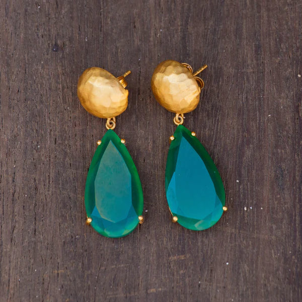 CHRISTINA GREENE OCEAN TIDE DROP EARRINGS - GREEN ONYX - Image 4