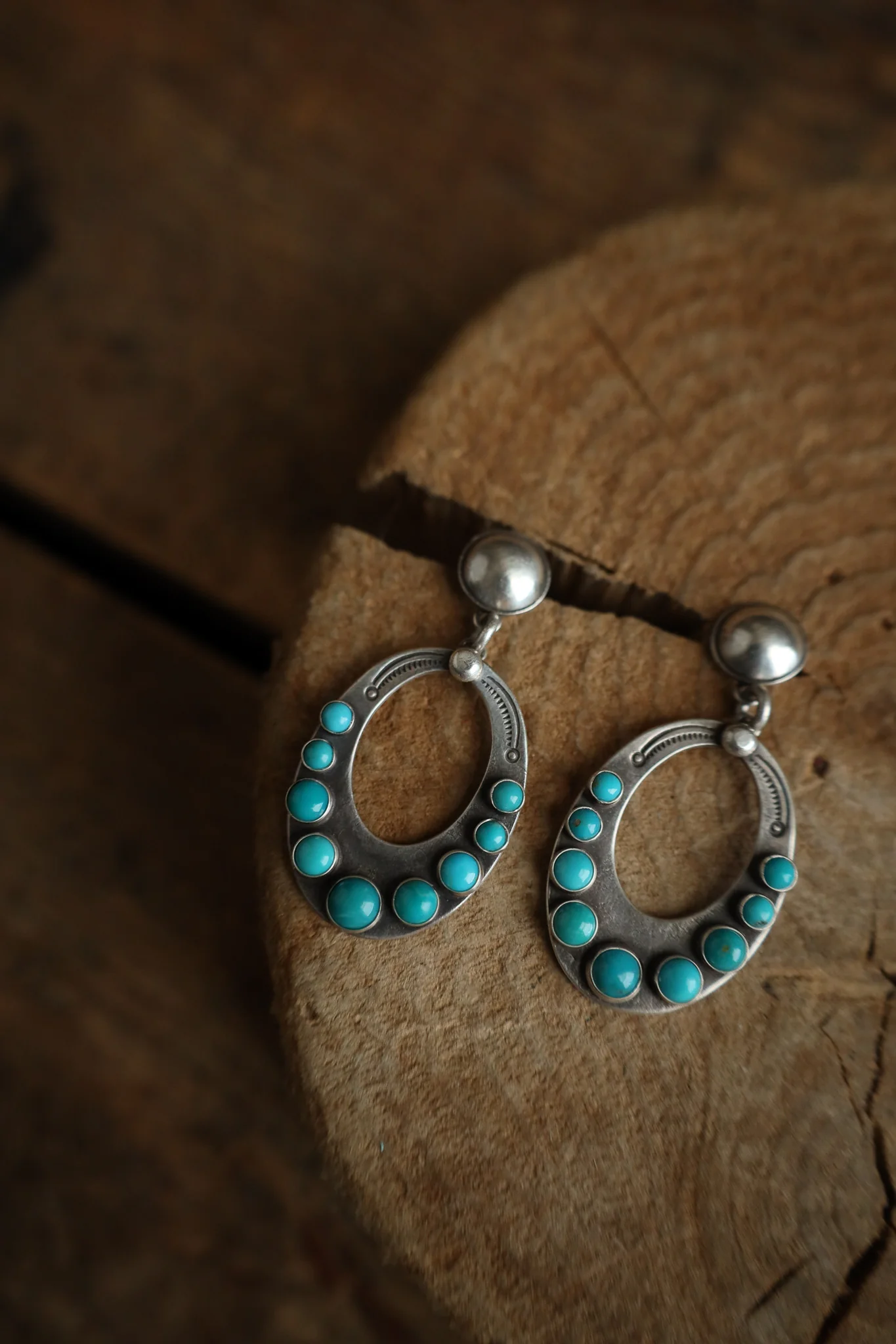 Peyote Bird Luna Azul 9 Turquoise Dots Earring - Image 3