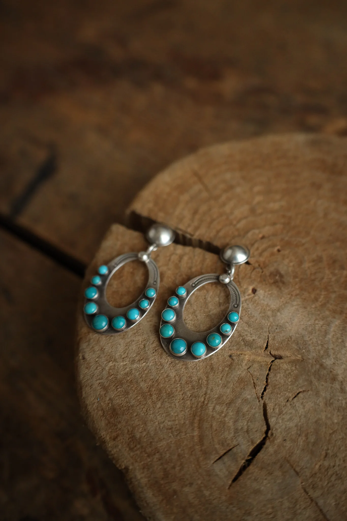 Peyote Bird Luna Azul 9 Turquoise Dots Earring - Image 5