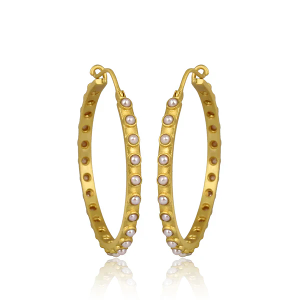 Christina Greene Pearl Hoop Earrings