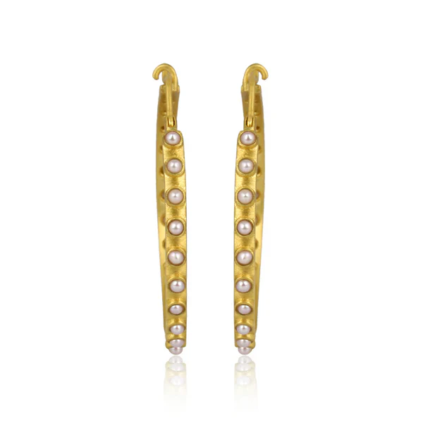 Christina Greene Pearl Hoop Earrings - Image 2