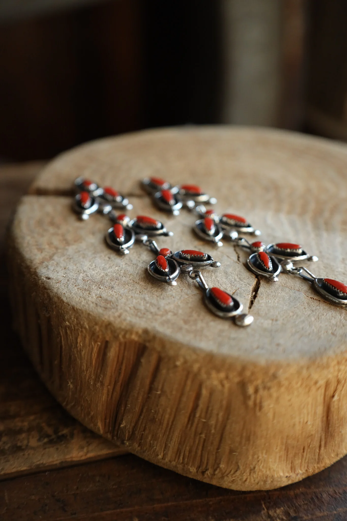 Red Coral Shadow Box Drop Earring - Image 5