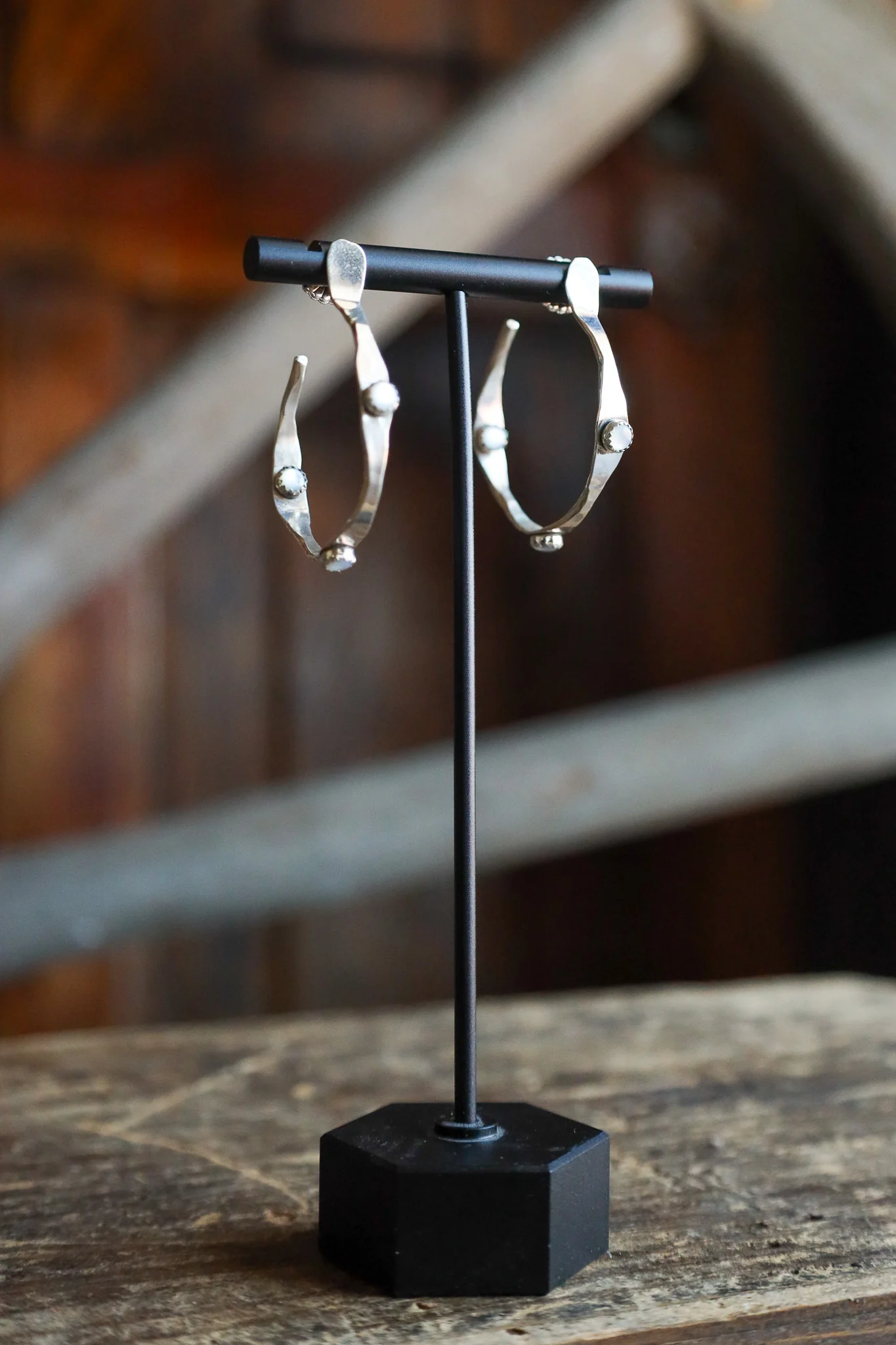 Richard Schmidt Small Hoop 3 Mother Of Pearl Dots 4" Earring