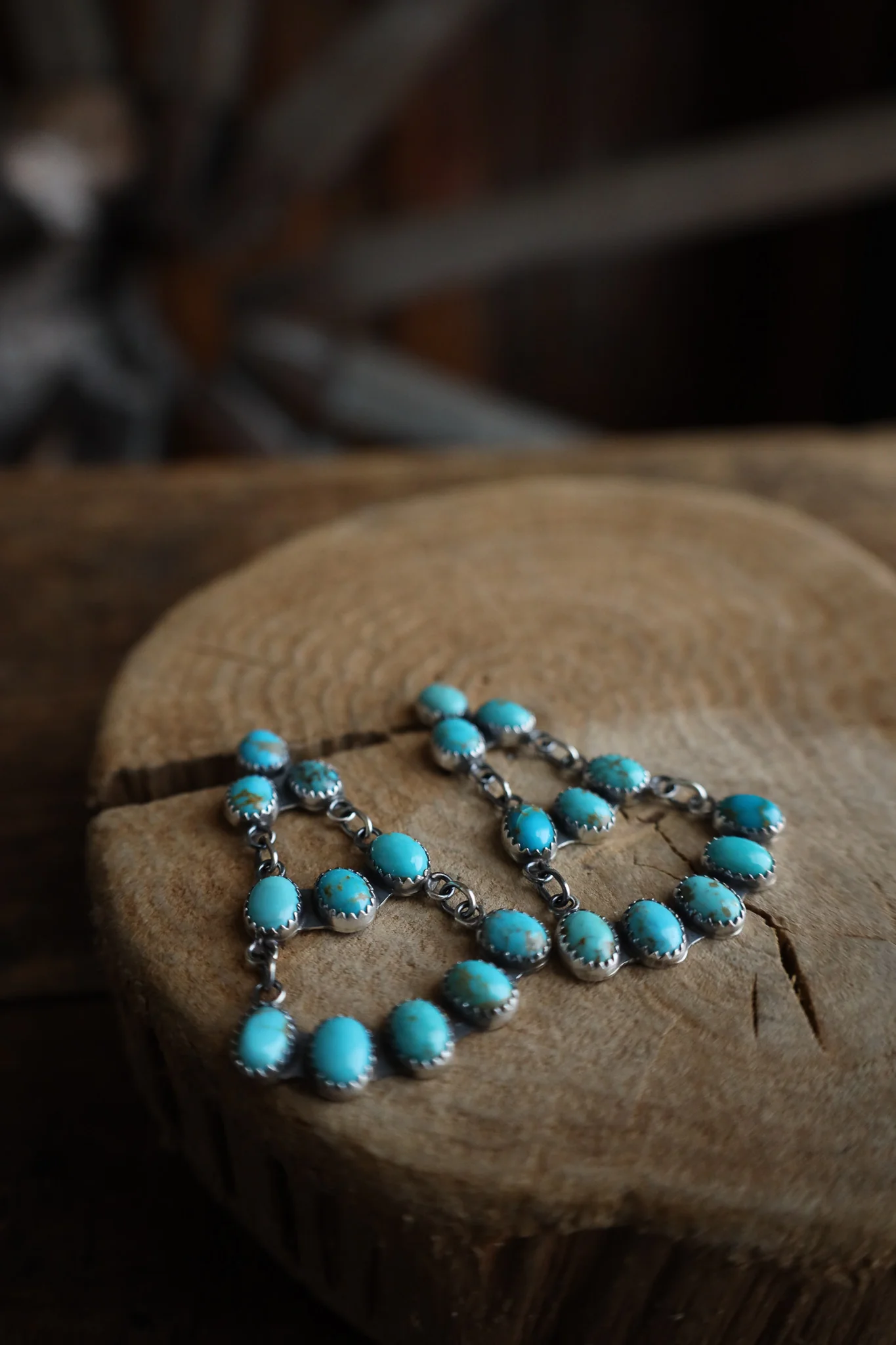 Turquoise Ovals Open Chandelier Post Earring - Image 5