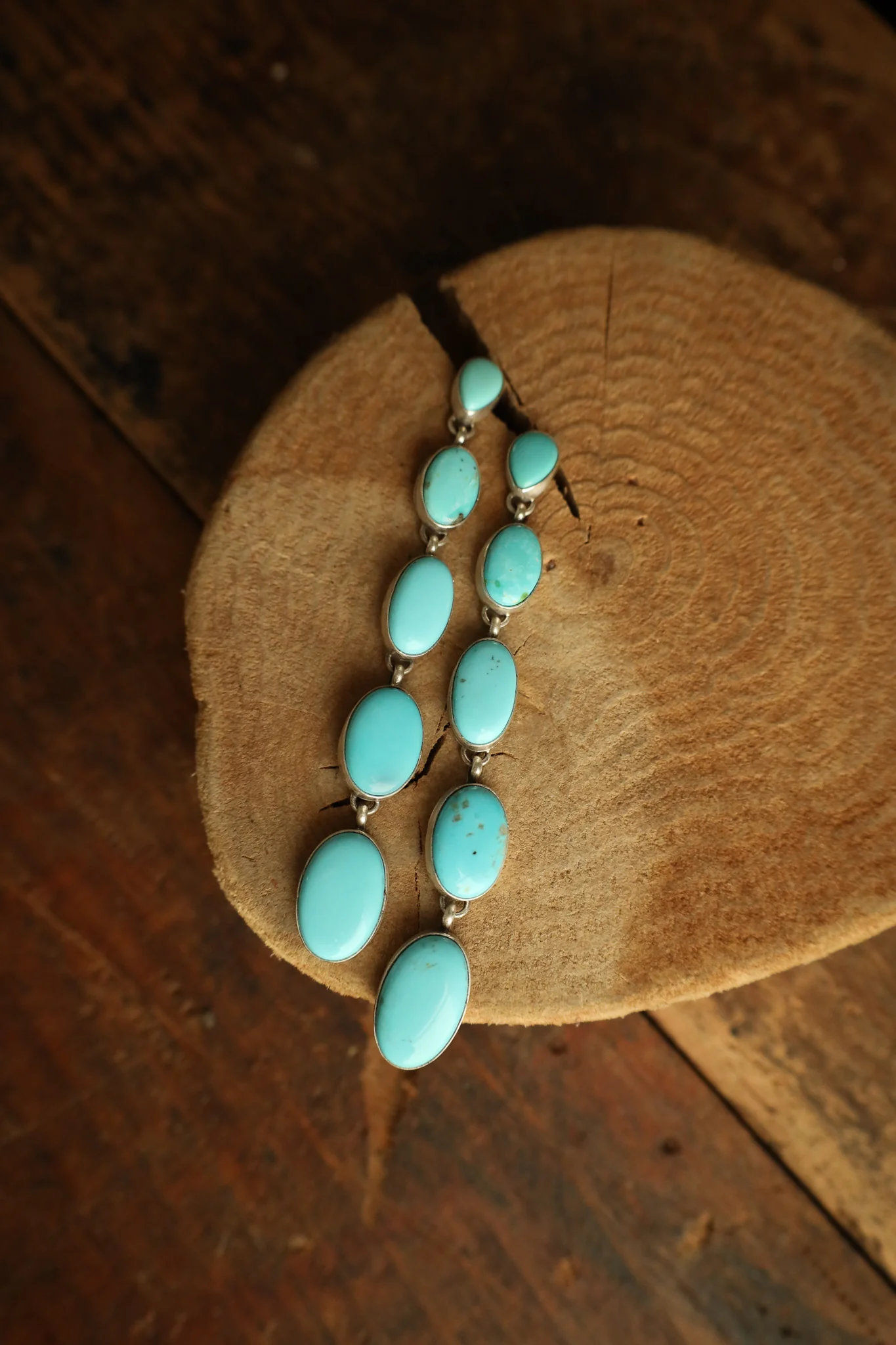 Turquoise Teardrops With 4 Graduated Oval Drops Earring - Image 3