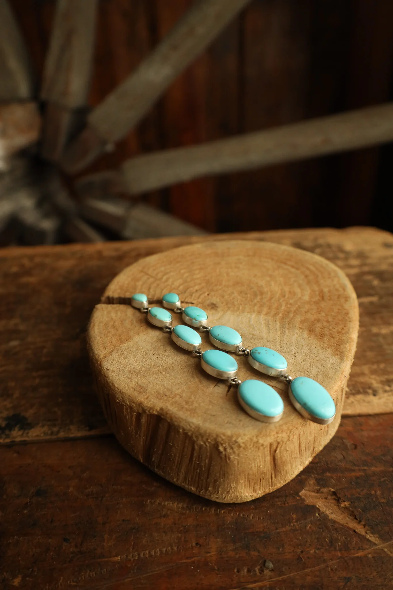Turquoise Teardrops With 4 Graduated Oval Drops Earring - Image 4