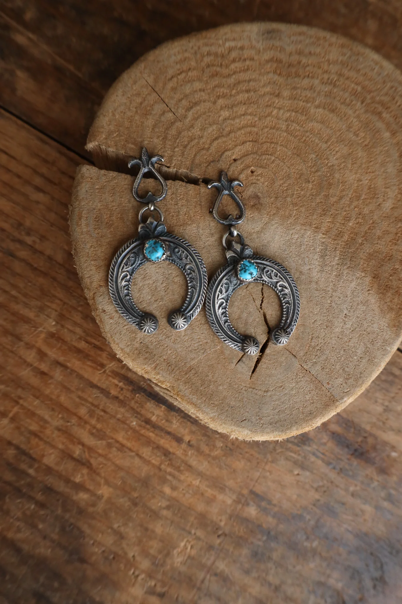 Peyote Bird Vintage Naja With Turquoise Stone Post Earring