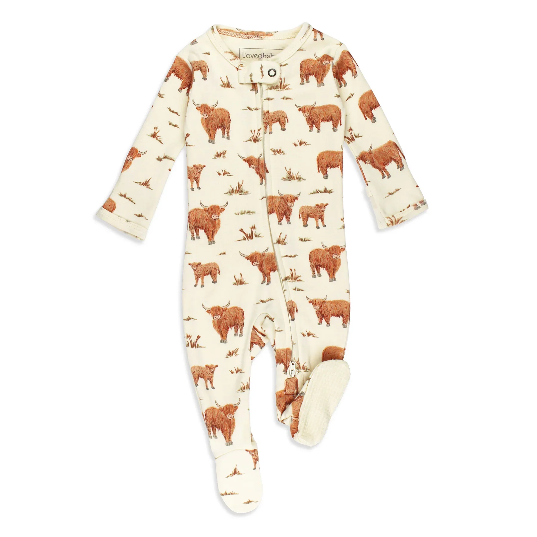 L'oved Baby Highland Cow | Organic Zipper Footie