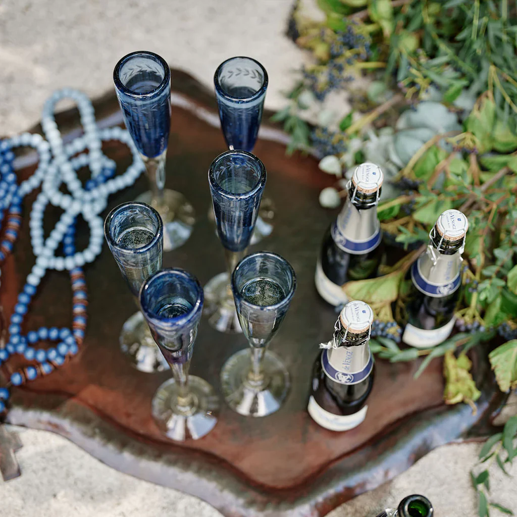 JAN BARBOGLIO FLUTE AZURE PILAR LAUREL GLASS - Image 4
