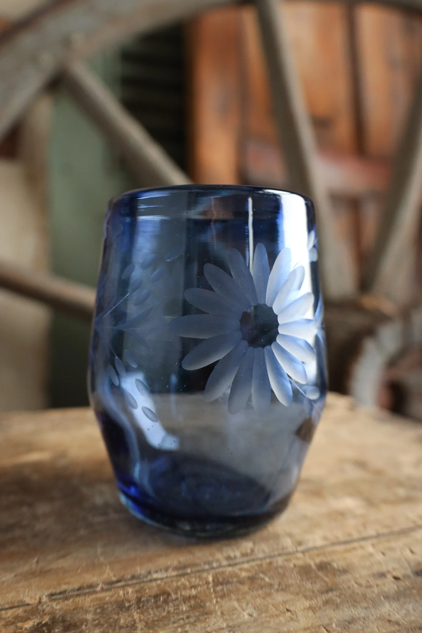 Rose Ann Hall Condessa Stemless Wine Glass- Dark Blue - Image 2