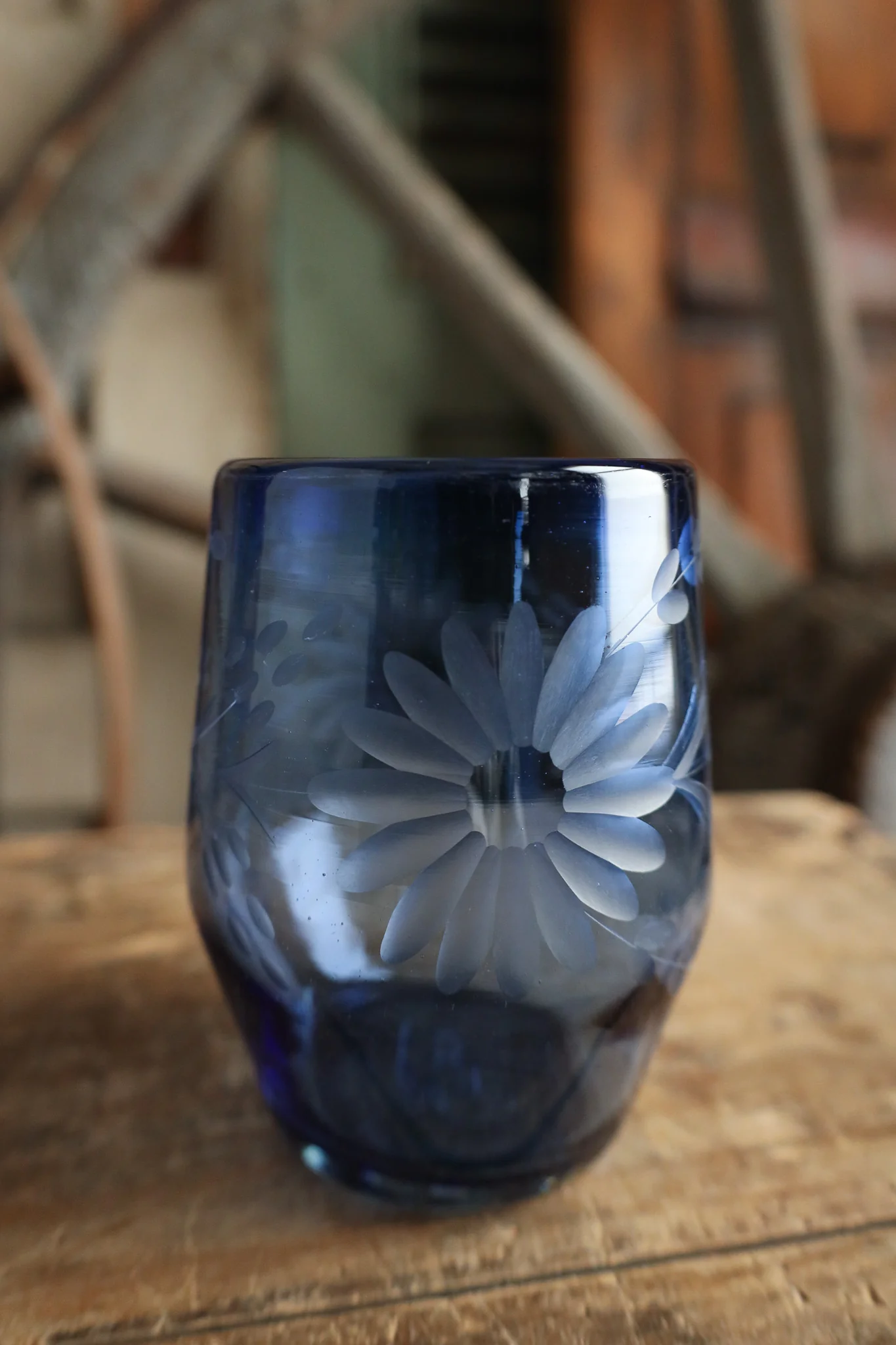 Rose Ann Hall Condessa Stemless Wine Glass- Dark Blue - Image 5