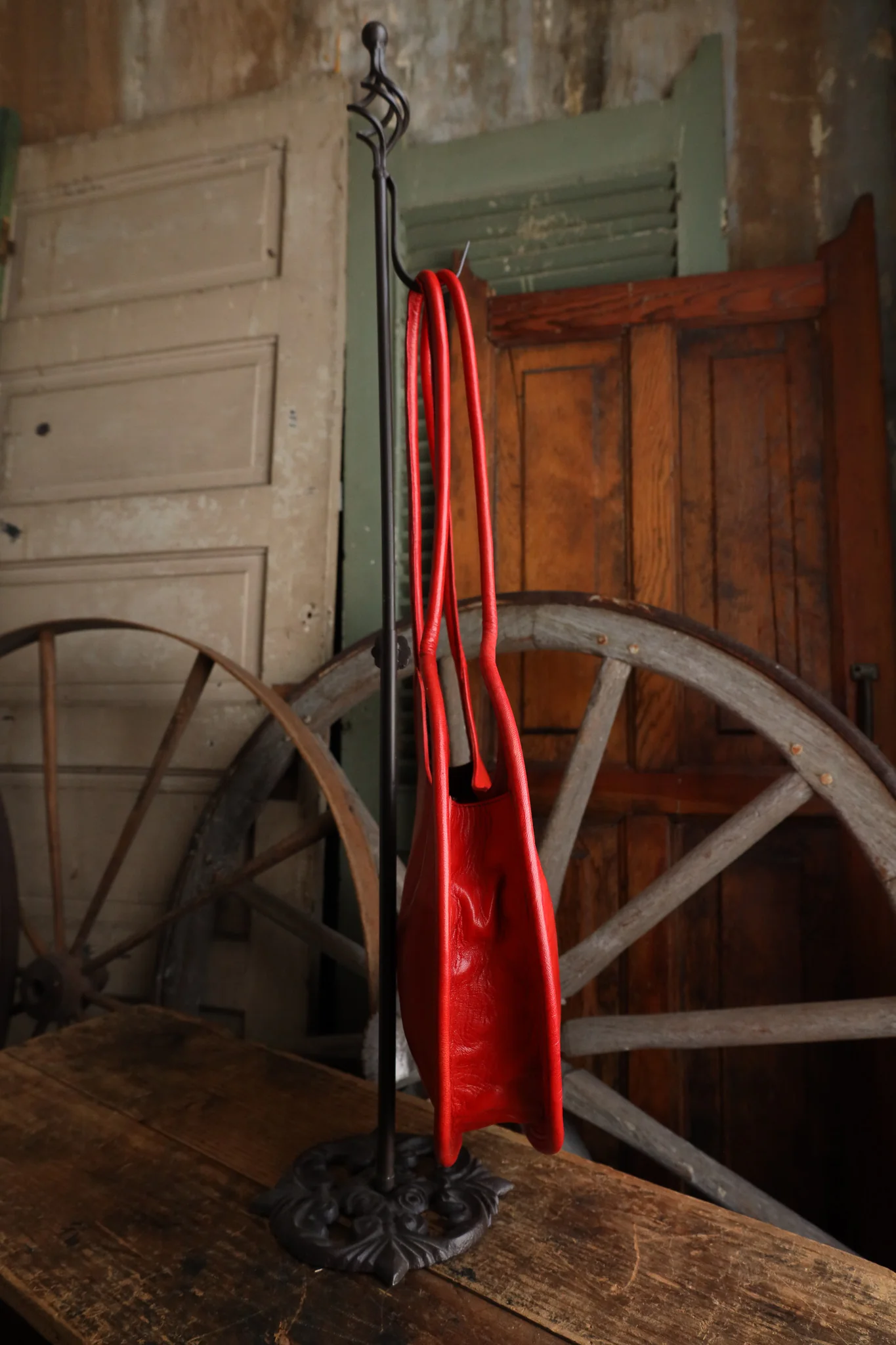 Leather Circle Bag- Red - Image 5
