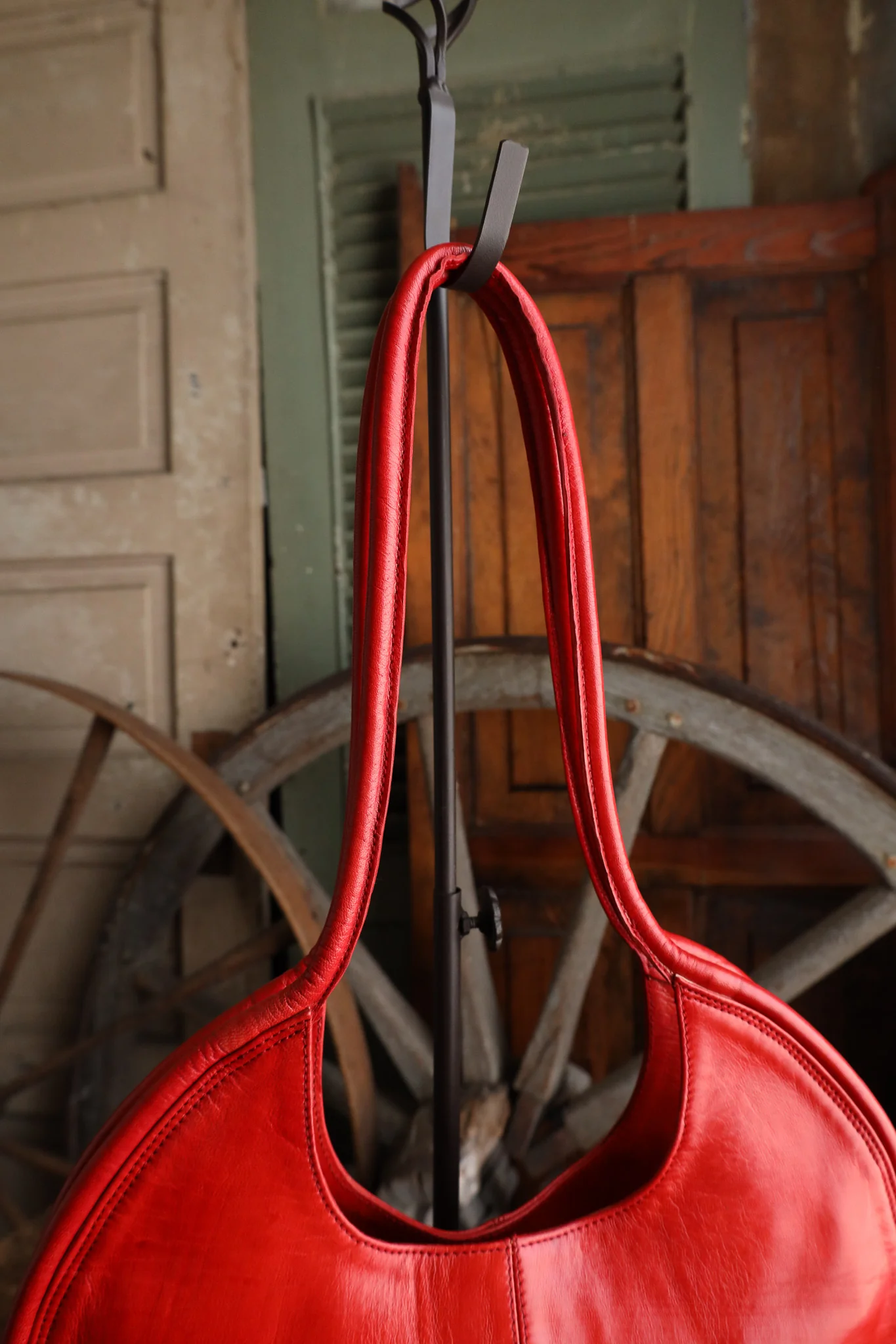 Leather Circle Bag- Red - Image 6