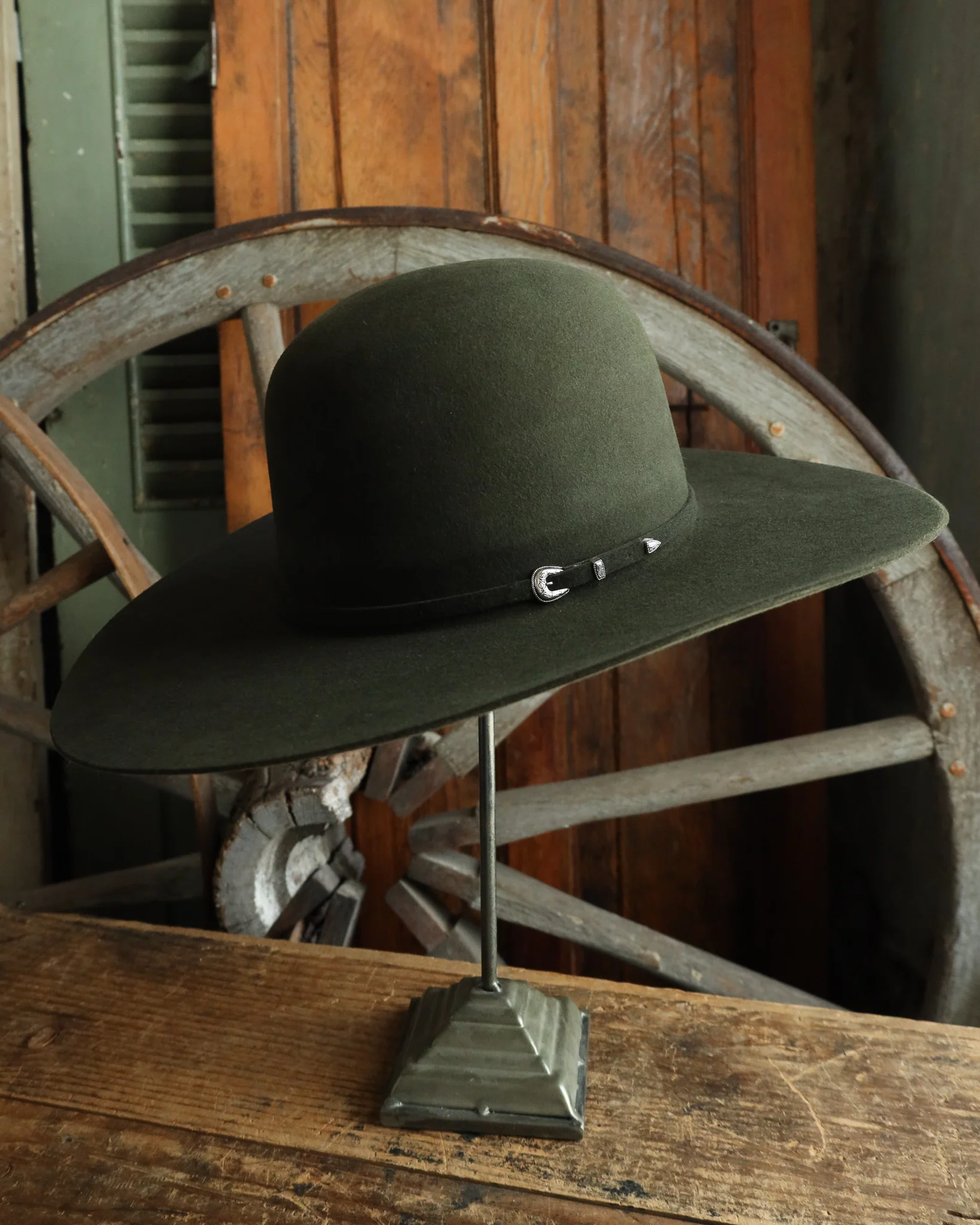 Maverick Brand 7X Open Crown Hat- Moss